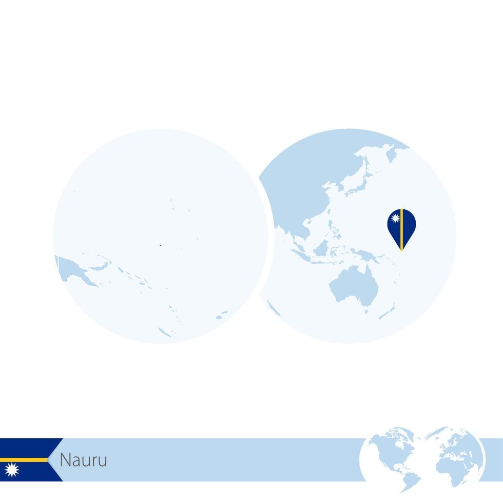 Nauru auf Weltkugel mit Flagge und regionaler Karte von Nauru. vektor