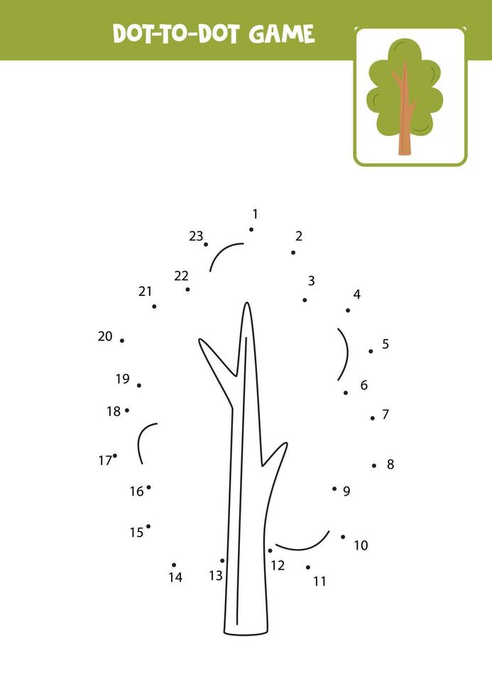 Verbinde das Punktespiel mit einem süßen Baum. vektor