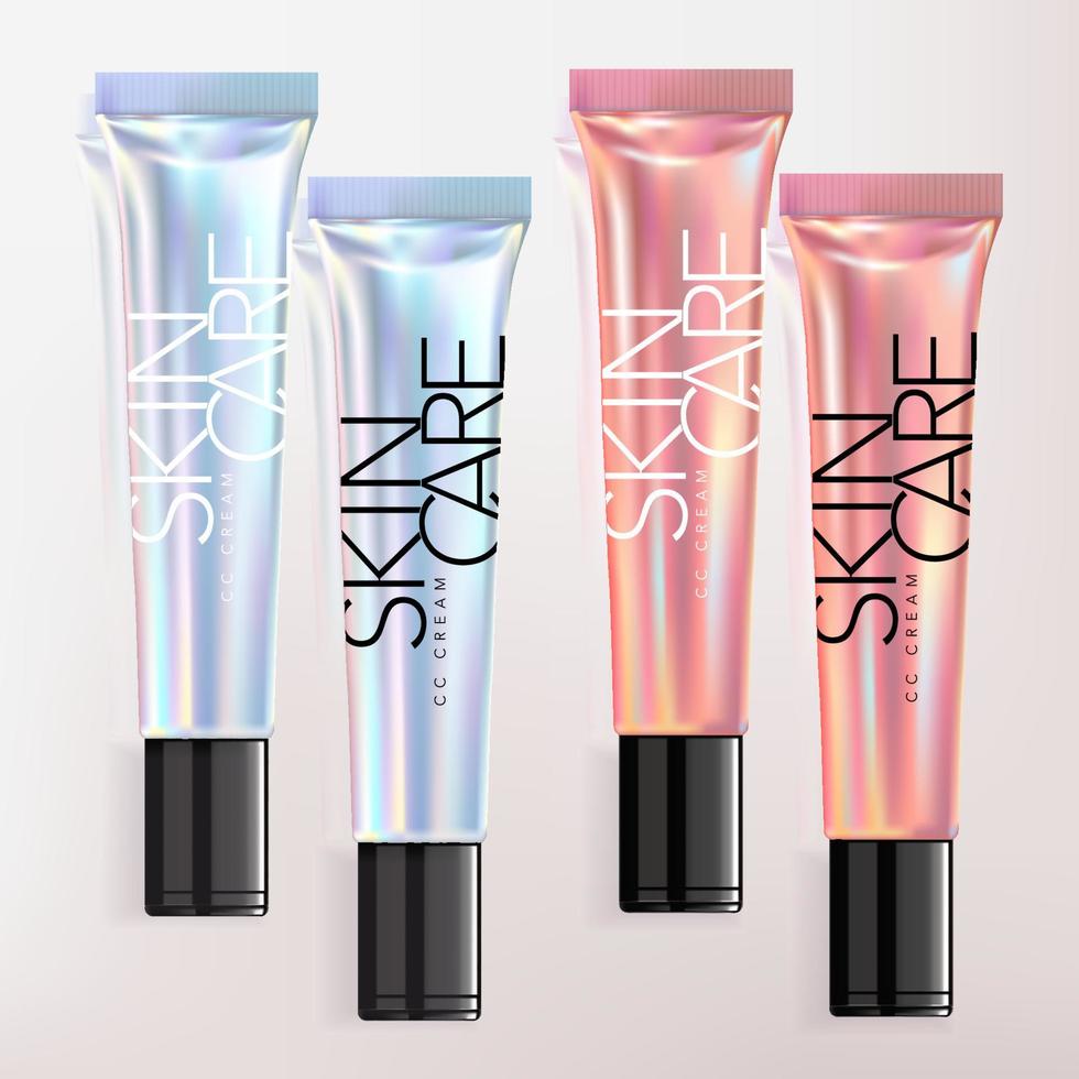 Vektor ultradünne holografische Tube Lipgloss cc Creme Foundation Schönheit Make-up Hautpflege medizinischer Concealer medizinische Reparaturcreme Verpackung