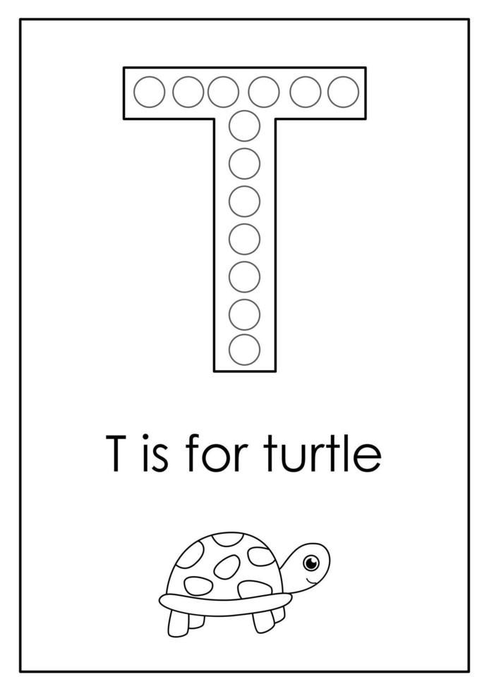 lära sig engelska alfabetet för barn. bokstaven t. punktmarköraktivitet. vektor
