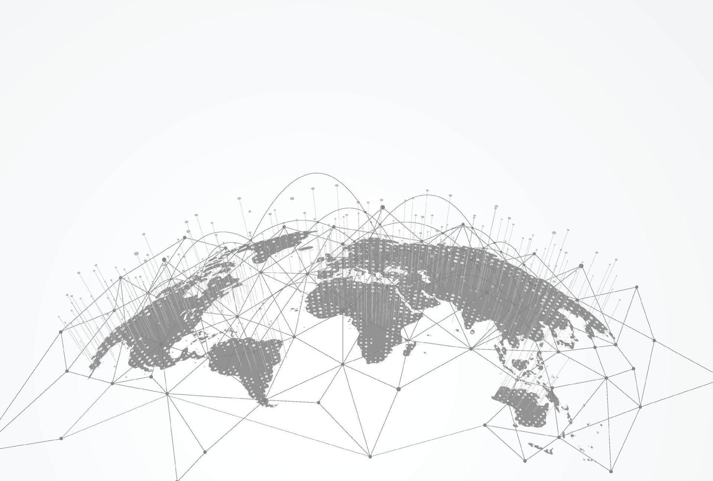 global nätverksanslutning. världskarta punkt och linje sammansättning koncept för global verksamhet. vektor illustration