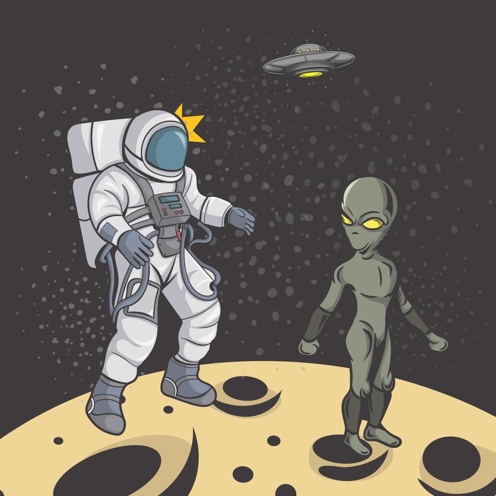 Astronaut und Außerirdischer vektor