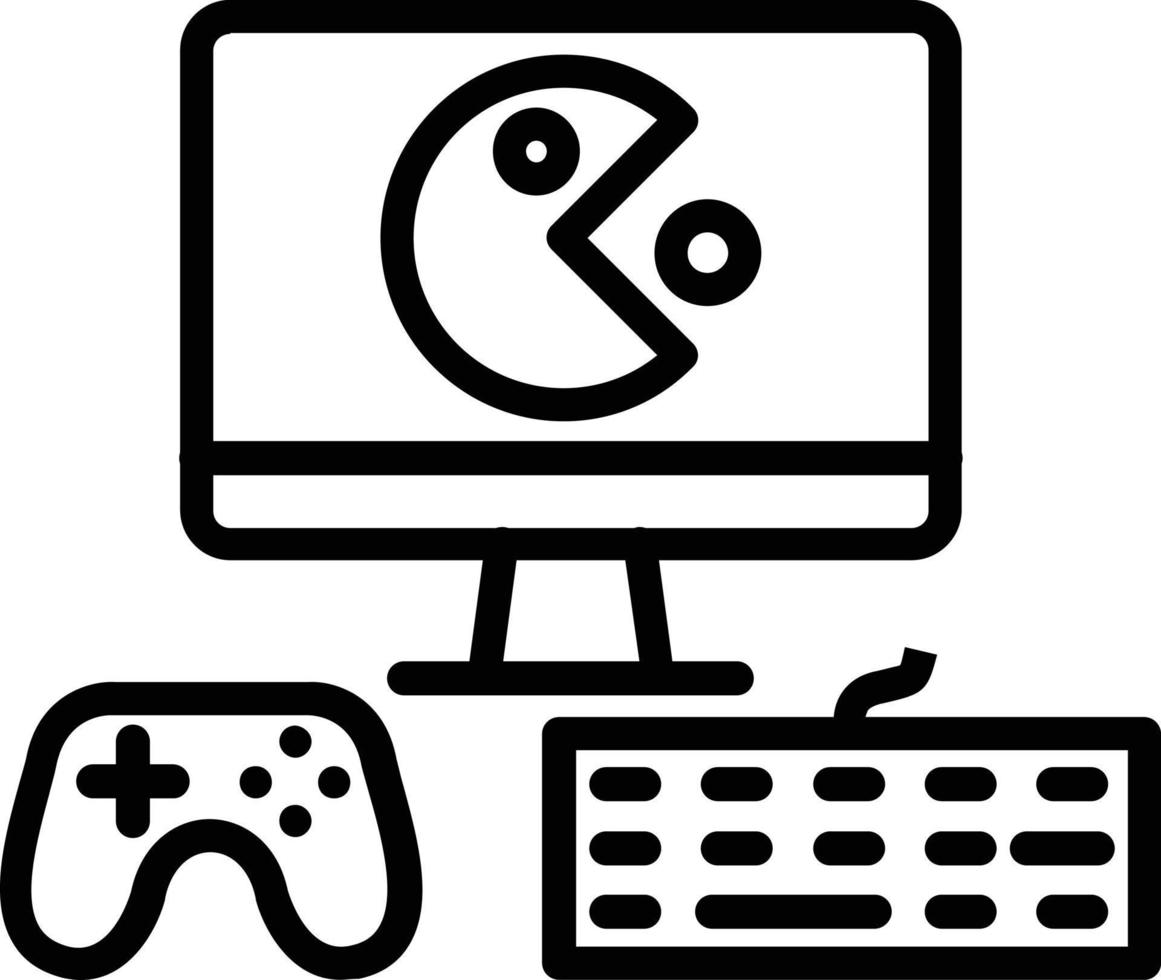 Symbol für die Vektorlinie für das Gaming-Setup vektor