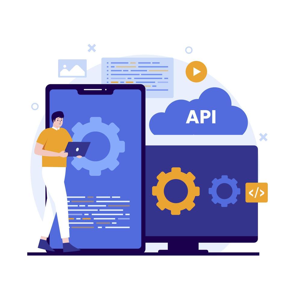 flaches design des anwendungsprogrammierschnittstellenkonzepts vektor