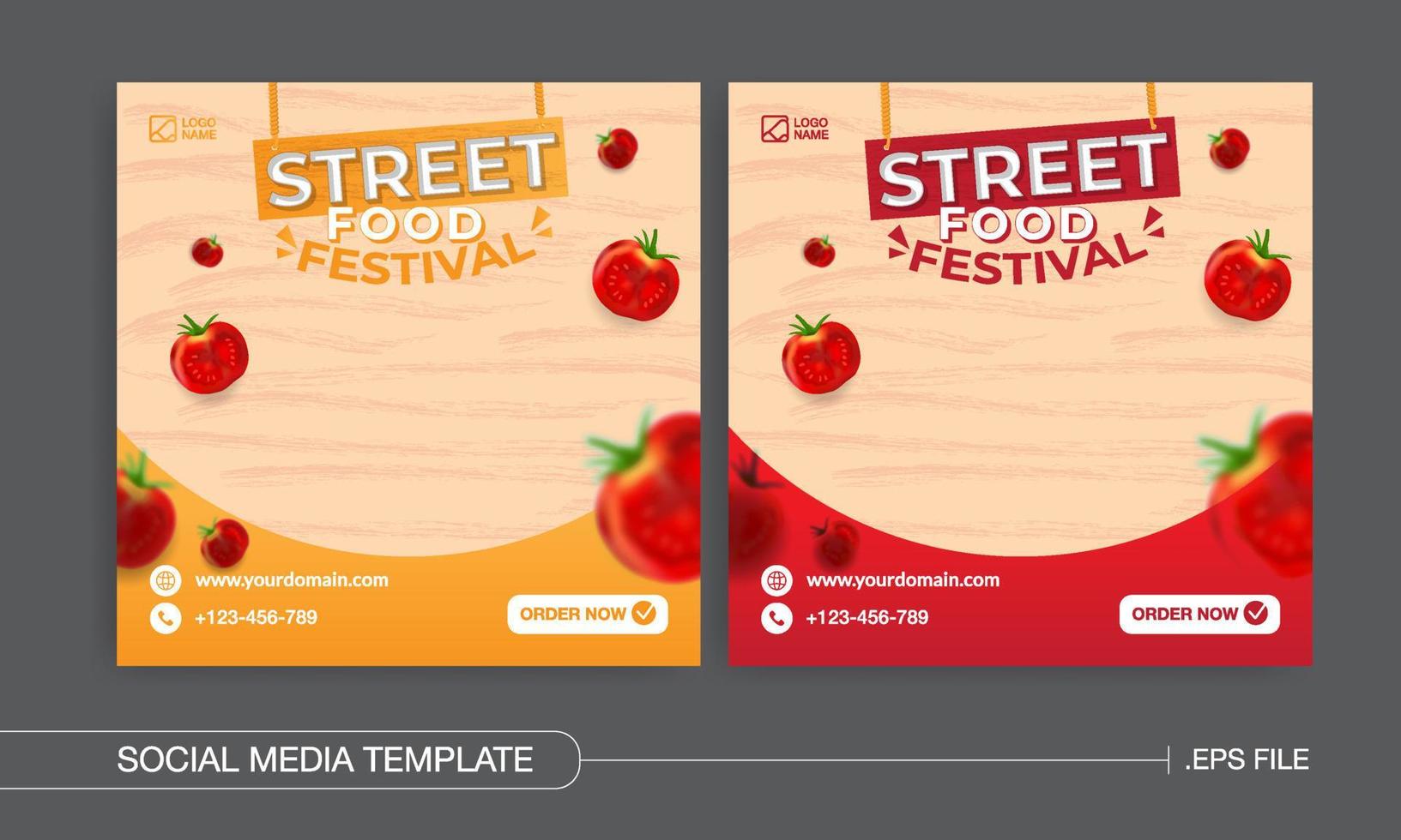 street food festival mall för social media marknadsföring premium vektor