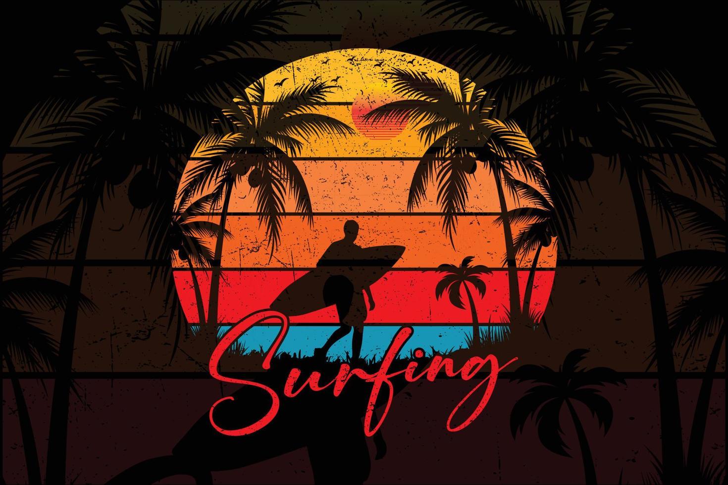 vintage surfing t-shirt design vektor