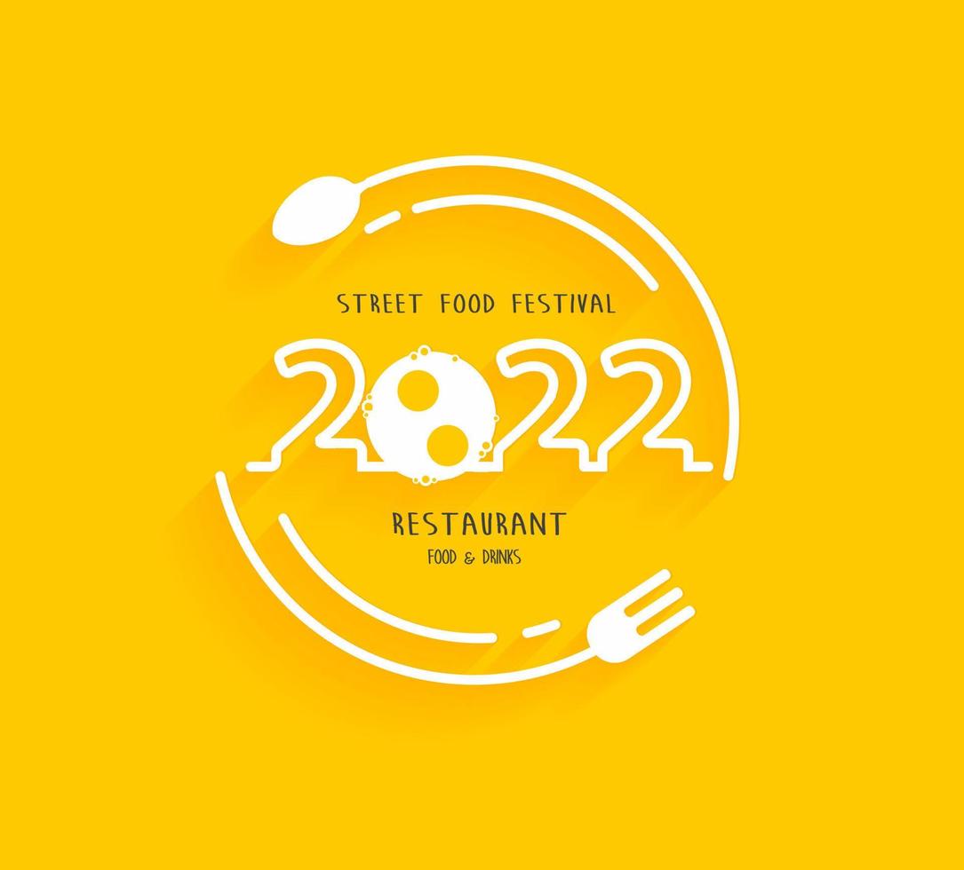 Logo 2022 Neujahr Street Food Festival kreatives Design, Vektorillustration moderne Layoutvorlage vektor