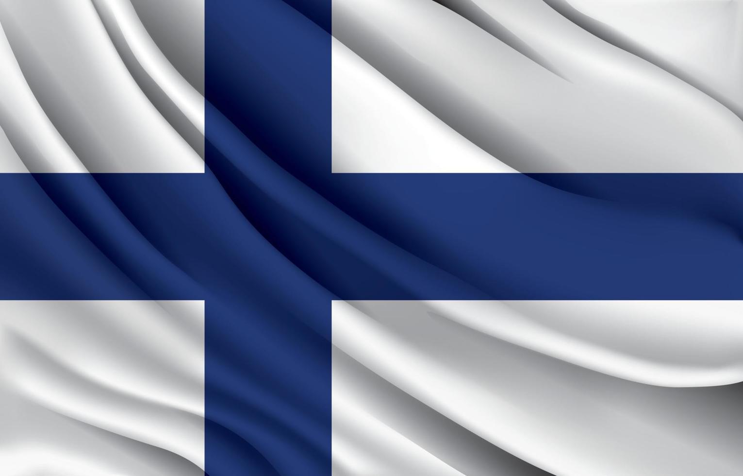 finlands nationella flagga viftande realistisk vektorillustration vektor