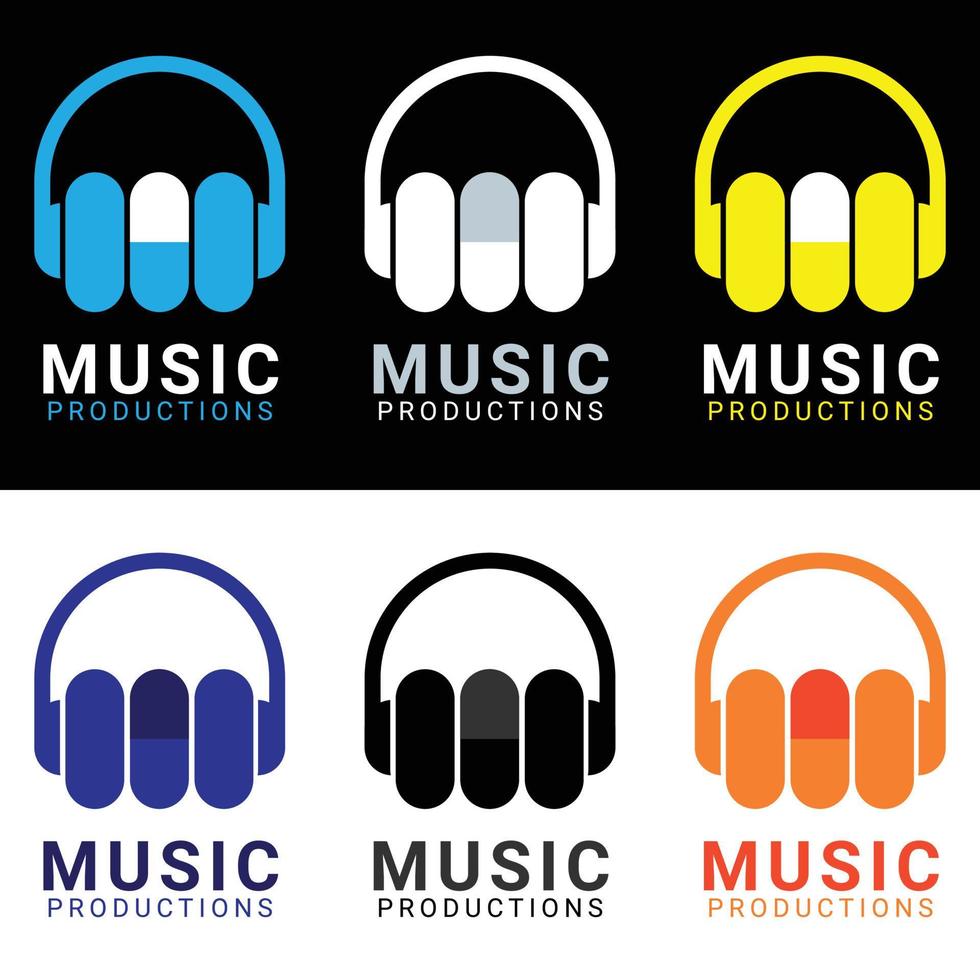 musik logotyp, hörlurar logotyp mall vektor
