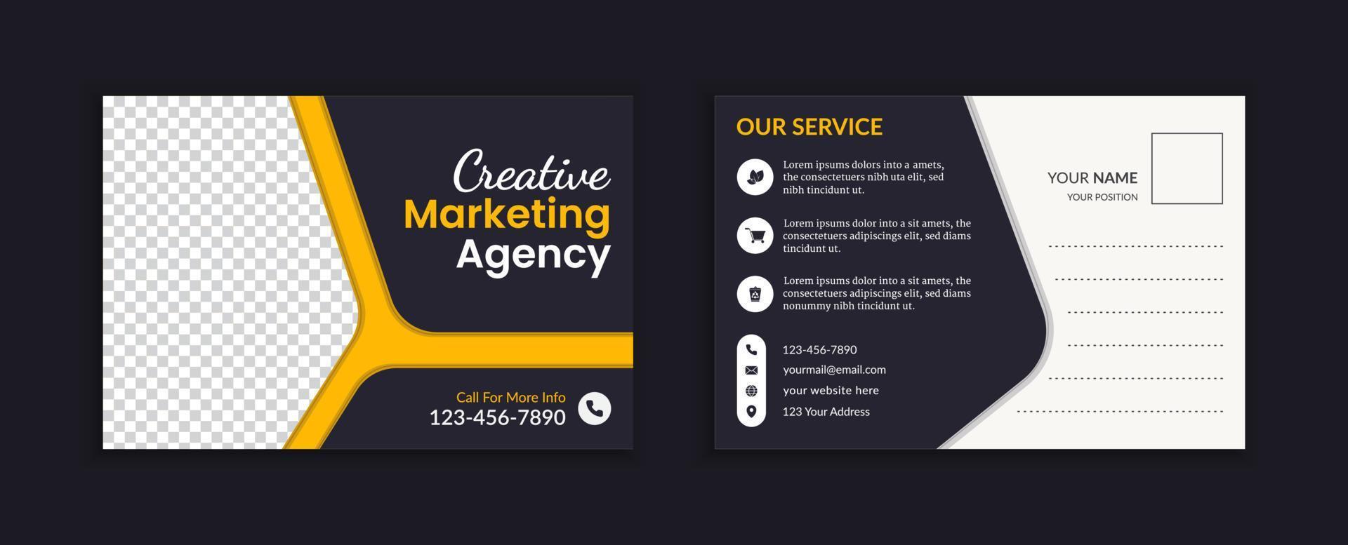 kreatives Marketing-Agentur-Business-Postkarten-Vorlagen-Layout vektor