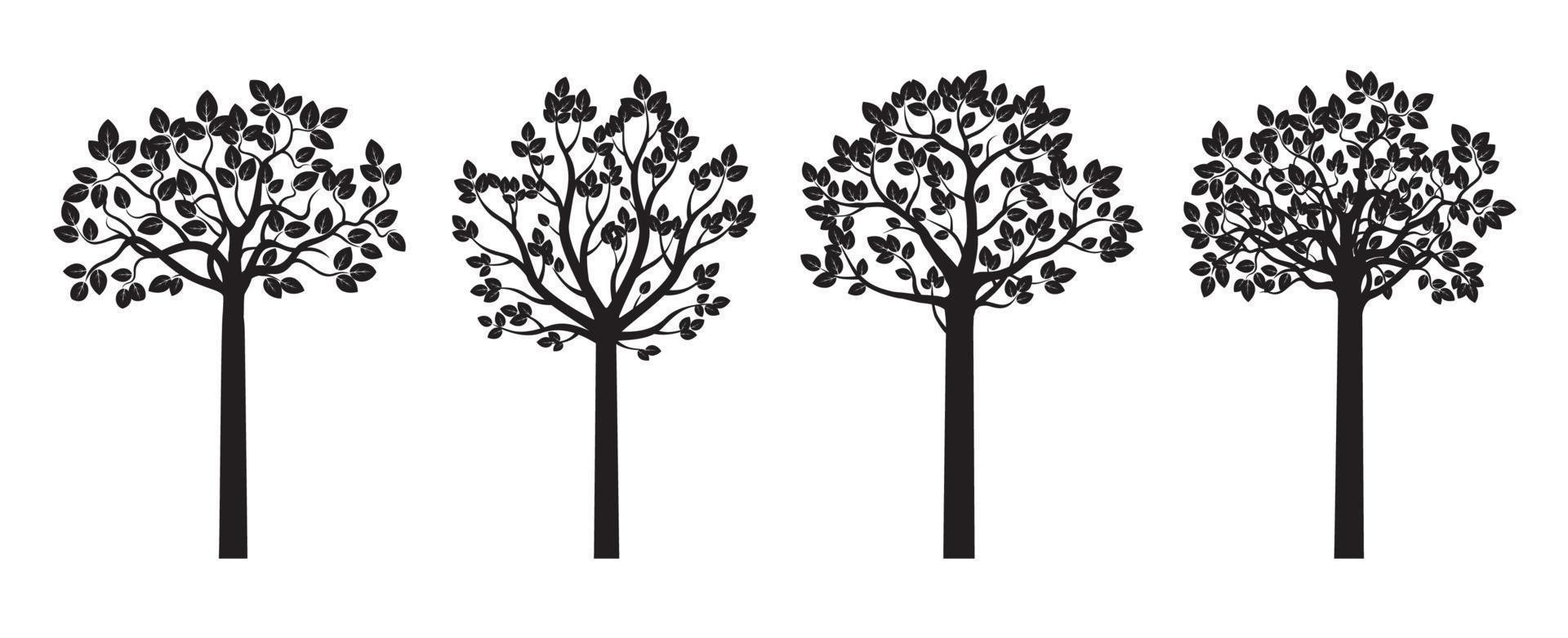 ställa in svarta träd isolerade. eps vektor illustration.