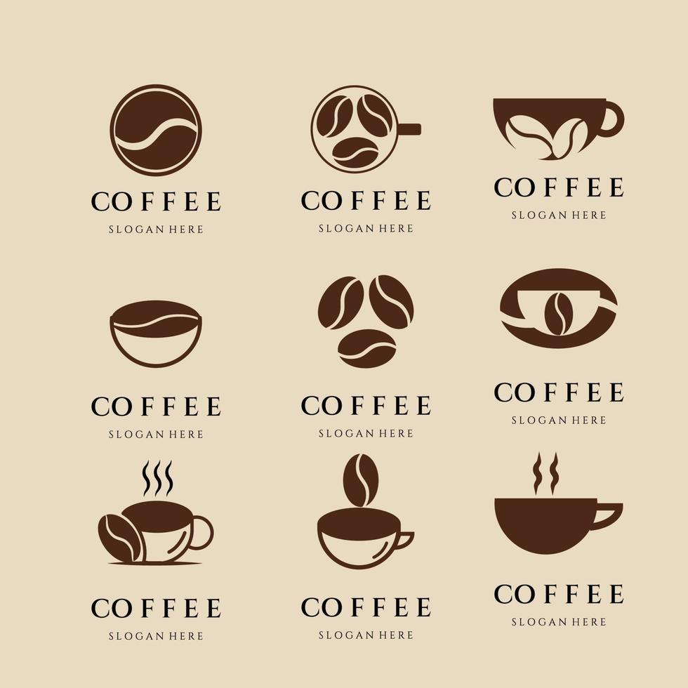 set kaffe vintage logotyp, ikon och symbol, med emblem vektor illustration design