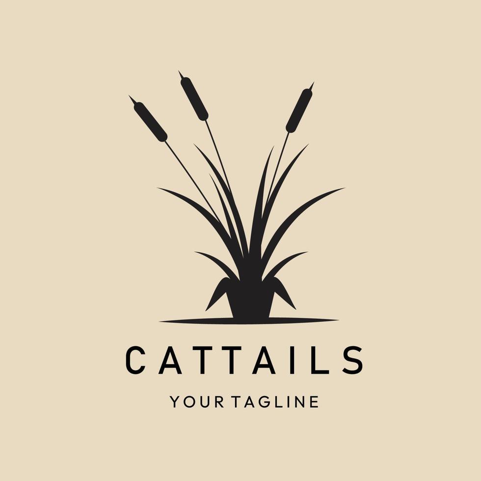 cattails vintage logotyp, ikon och symbol, med emblem vektor illustration design