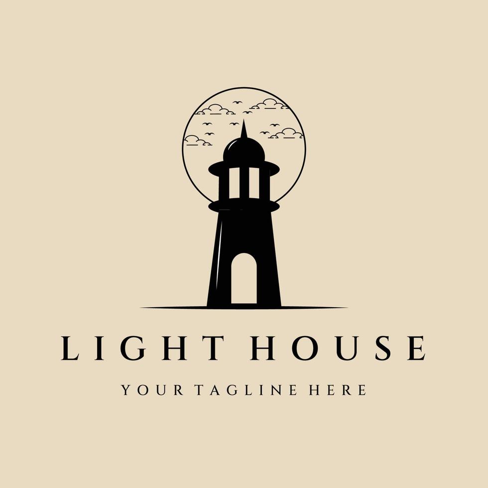 light house vintage logotyp, ikon och symbol vektor illustration design