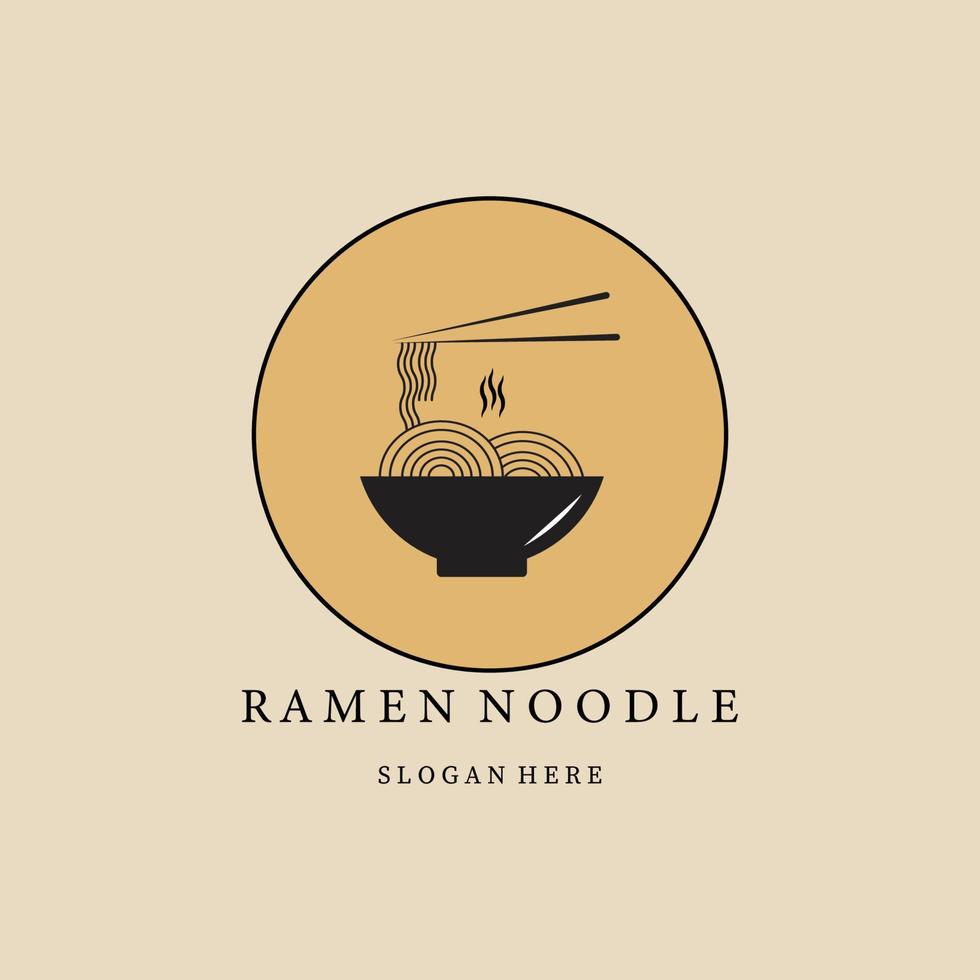 ramen nudel vektor logotyp, ikon och symbol, med emblem vektor illustration design