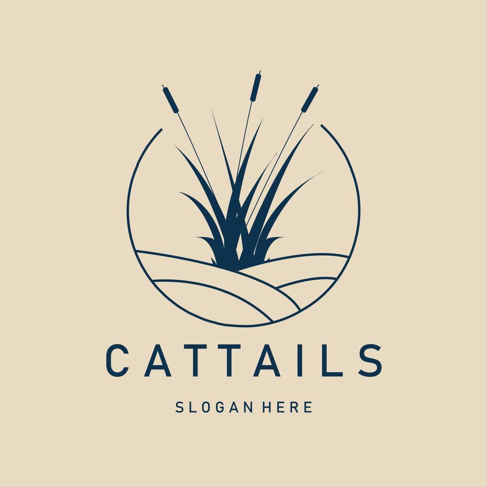 cattails vintage logotyp, ikon och symbol, med emblem vektor illustration design