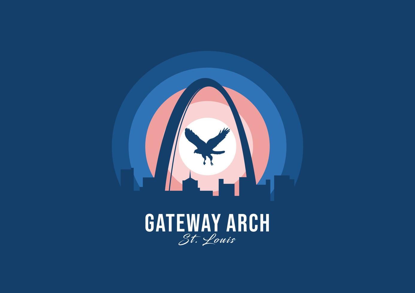 Gateway-Bogen-Gebäude-Logo. weltgrößte architekturillustration. moderner Mondlicht-Symbolvektor. Folge 10 vektor