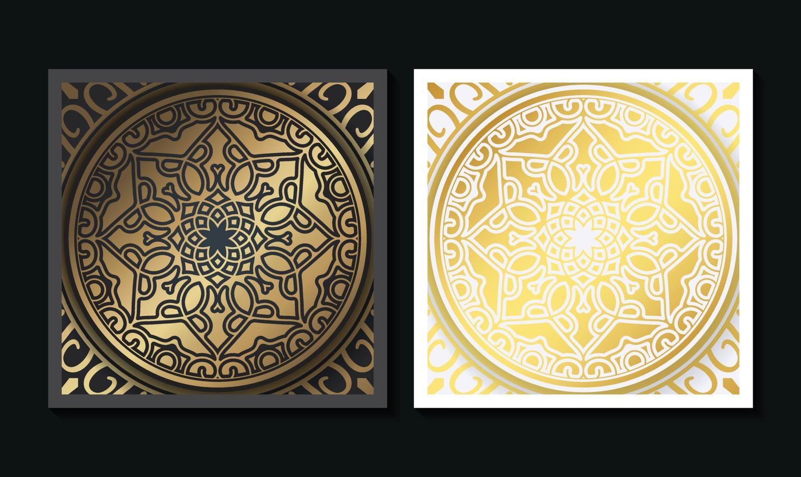 lyxigt mandala dekorativt kort i guldfärg vektor