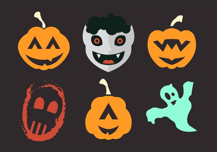 Vektor illustration av flera Halloween masker och kostymer
