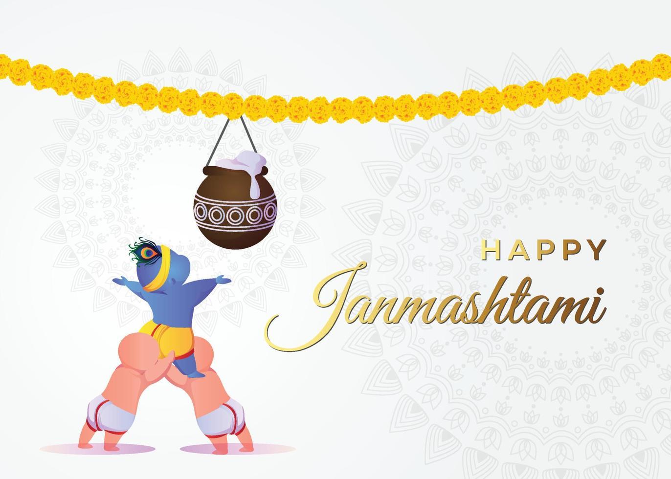 glücklicher janmashtami grußkartenhintergrund vektor