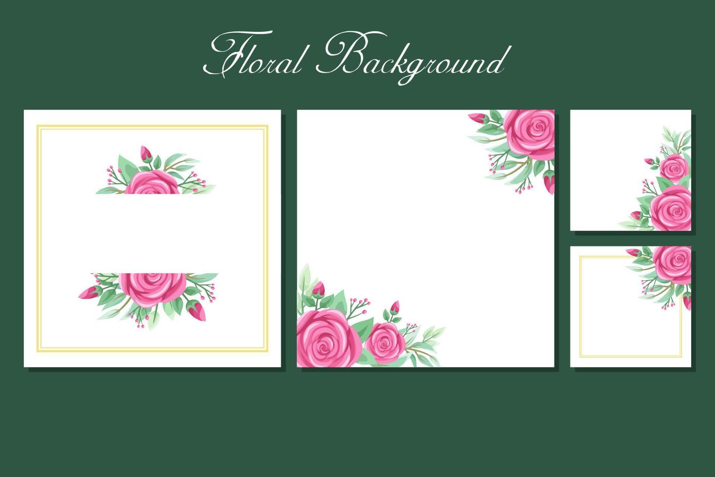 Quadratischer Hintergrund mit Rosen- und Grünrahmen für Social-Media-Beitragsvorlagen, Grußkarten, Hochzeits- oder Verlobungseinladungen und Posterdesign vektor