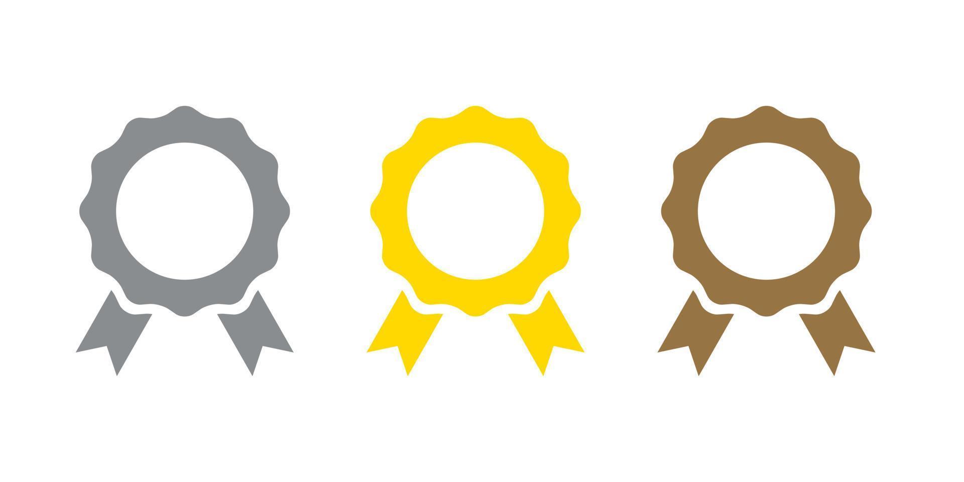 vinnare badge ikon vektor i tre färger stil