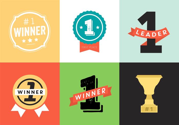 Trophy und Awards Vector Icons, Abzeichen Set