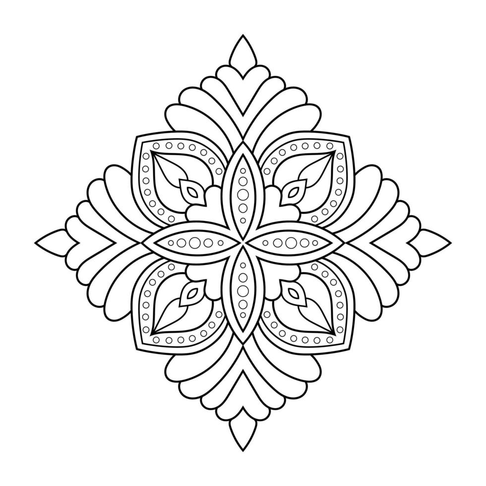 Mandala-Blumenmuster mit arabischem Ethno-Stil indische Schwarz-Weiß-Blumenumrisskunst vektor