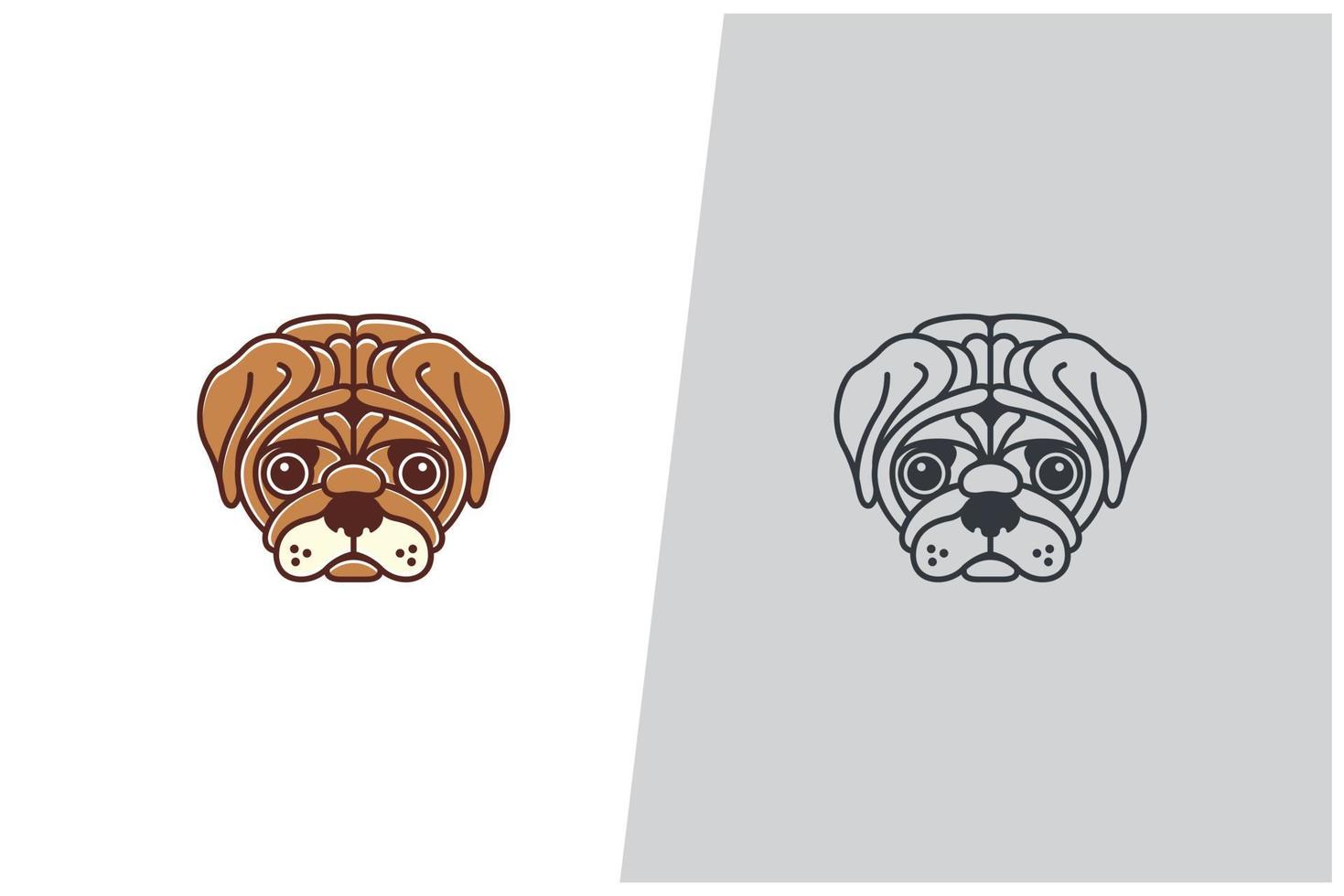 Hund Mops Vektor Logo Konzept Design Haustierliebhaber