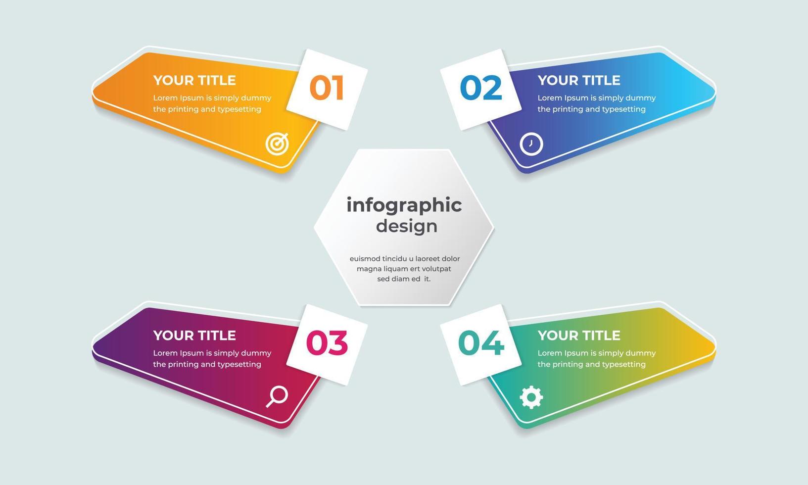 infografisk designmall med 4 alternativ eller steg. kan användas för infograf, flödesschema och broschyrdesign. vektor