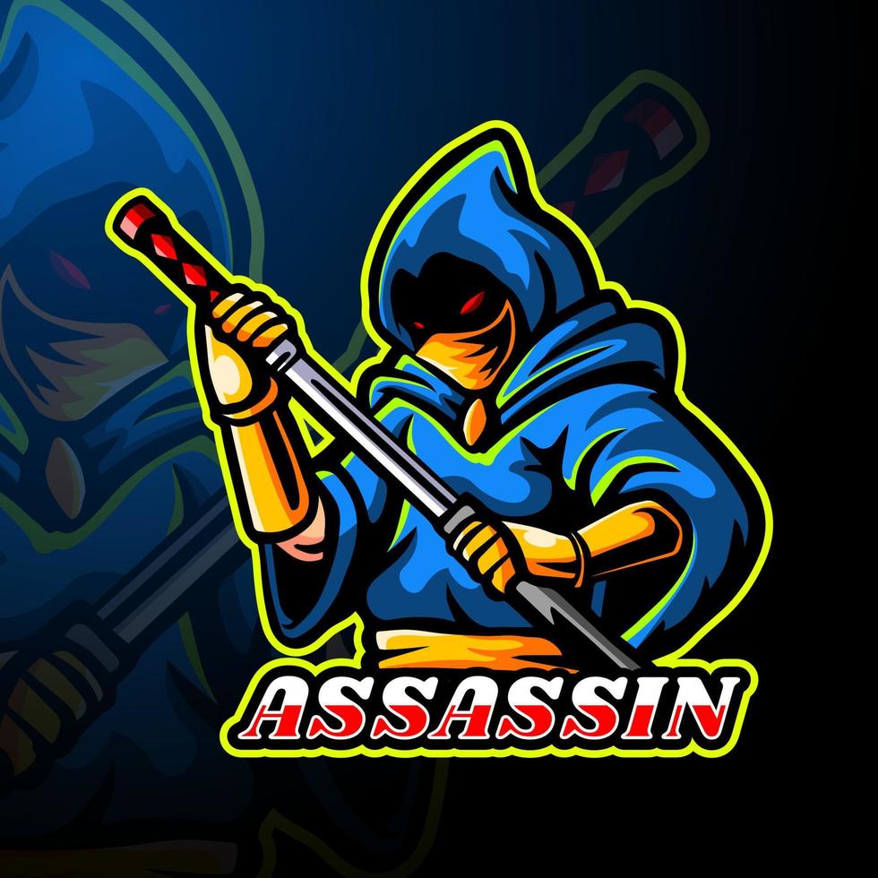 assasins esport logotyp maskot design vektor