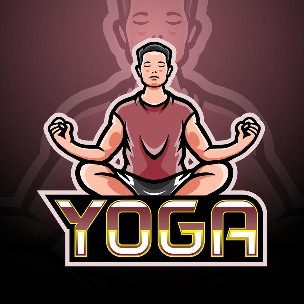 Yoga-Esport-Logo-Maskottchen-Design vektor