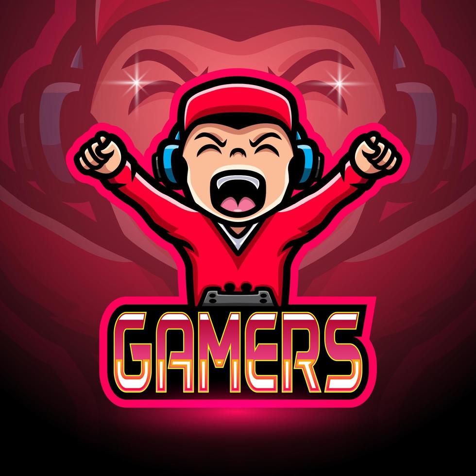 gamer boy esport logo maskottchen design vektor