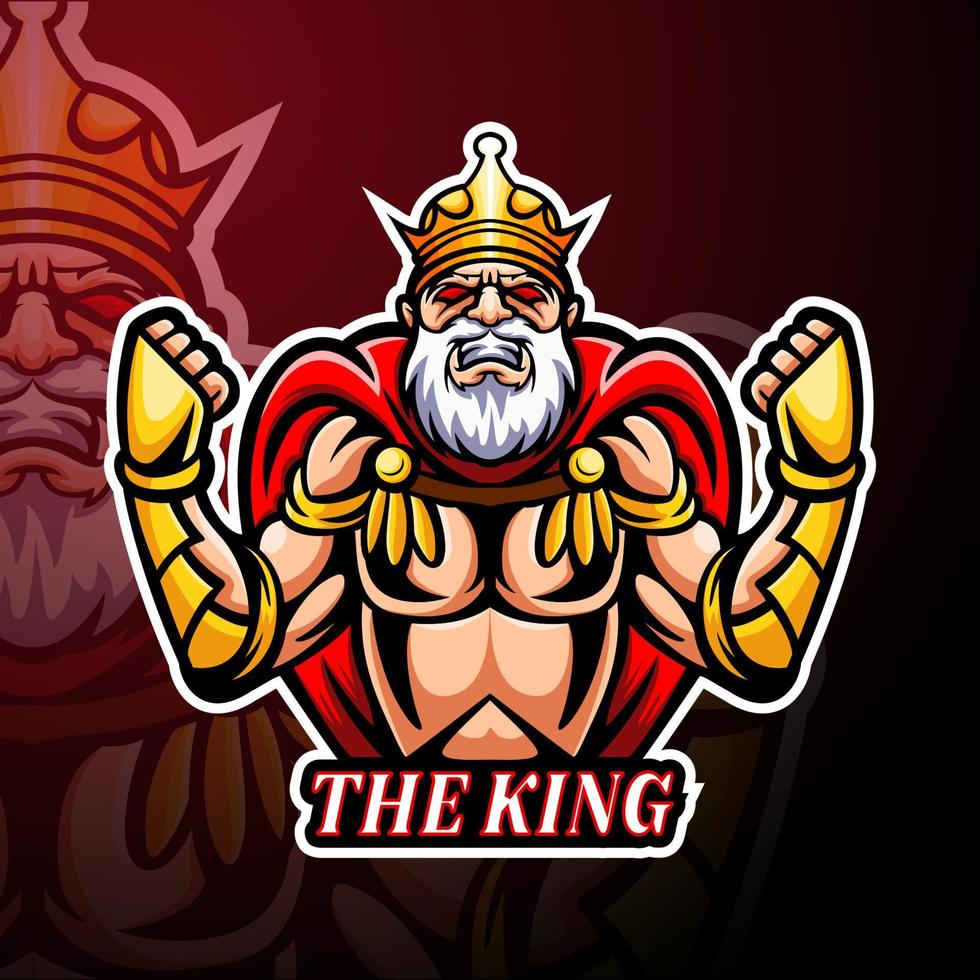 king esport logotyp maskot design vektor