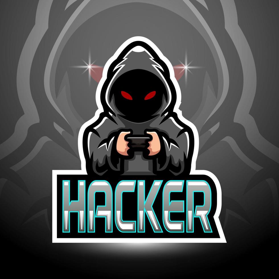 hacker esport logotyp maskot design vektor