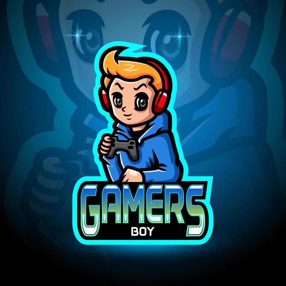 gamer boy esport logotyp maskot design vektor