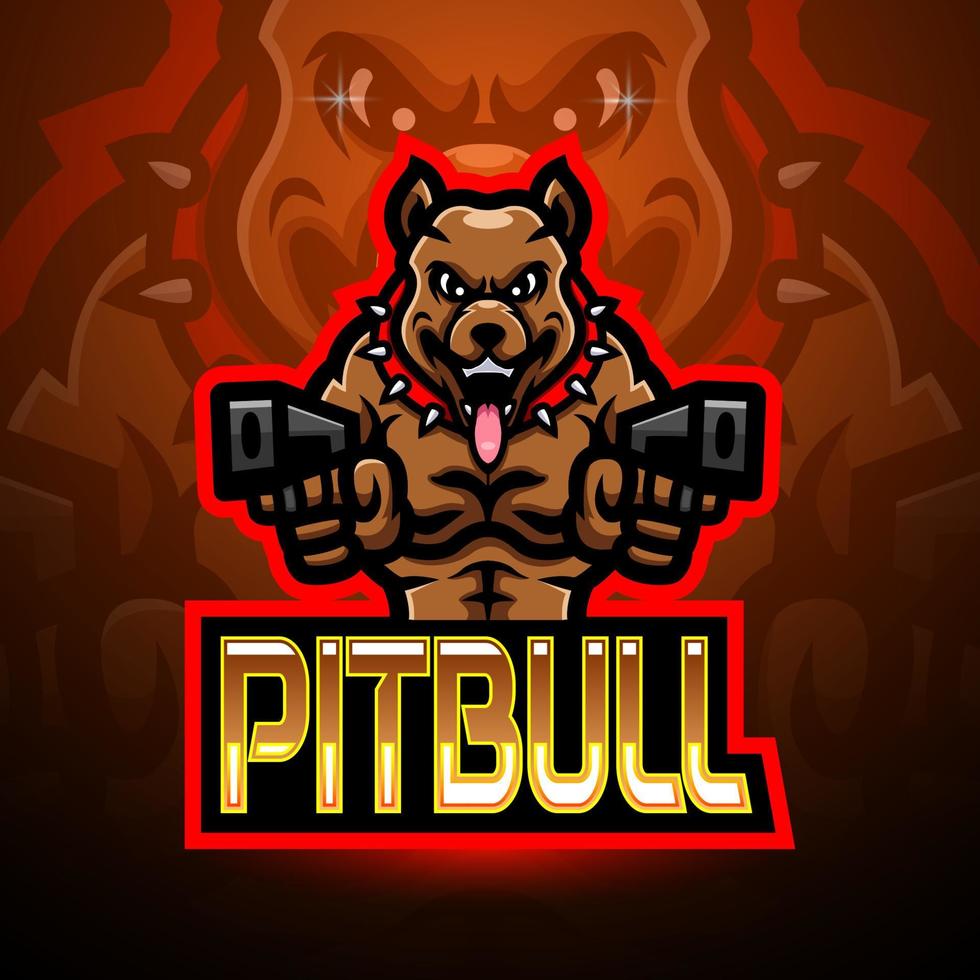 pitbull esport logotyp maskot design vektor