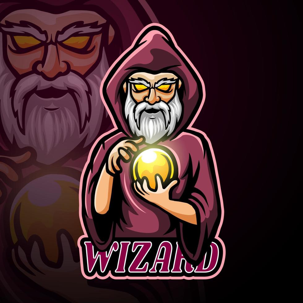 Wizard mascot sport esport logotypdesign vektor