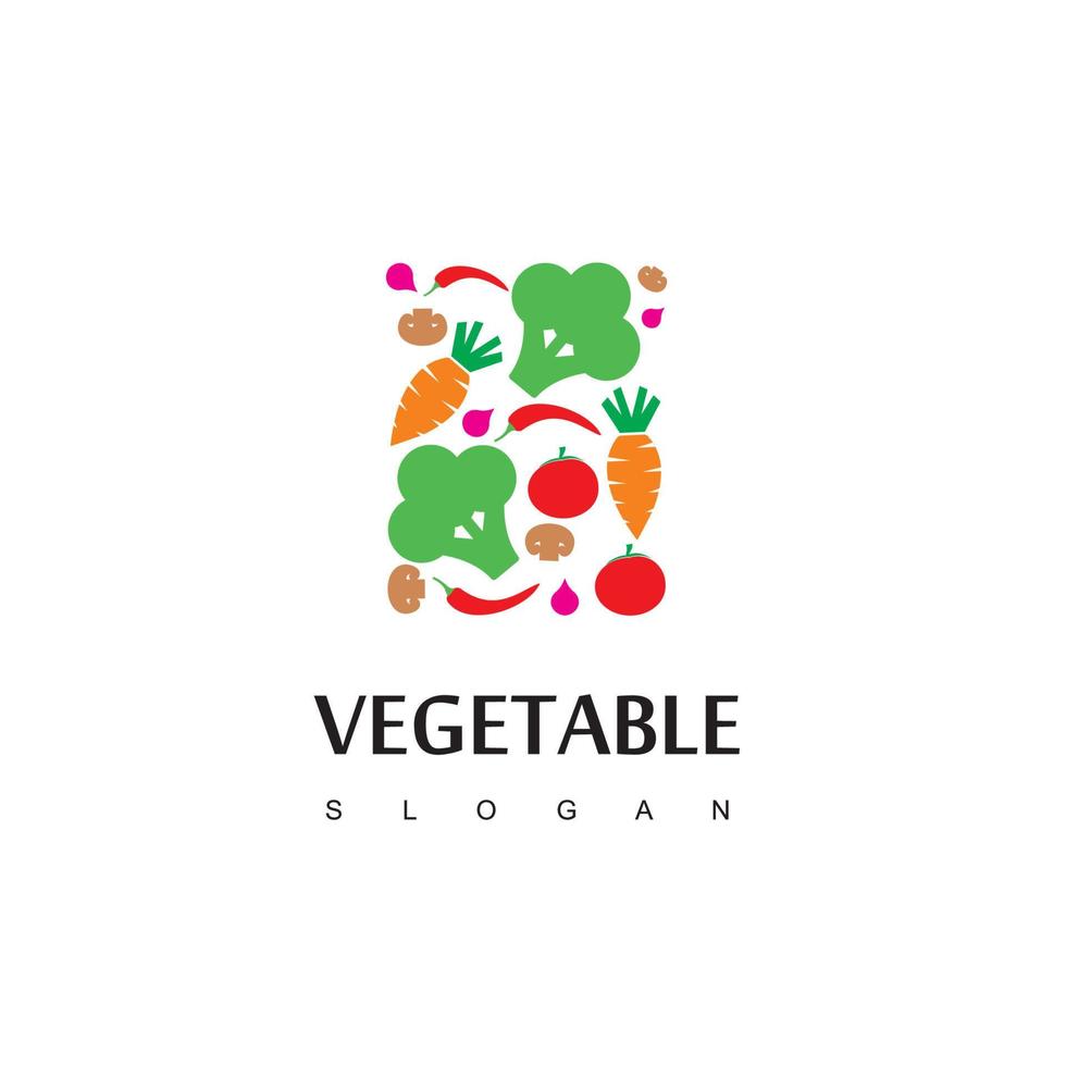 grönsaker logotyp formgivningsmall, hälsosam mat symbol vektor