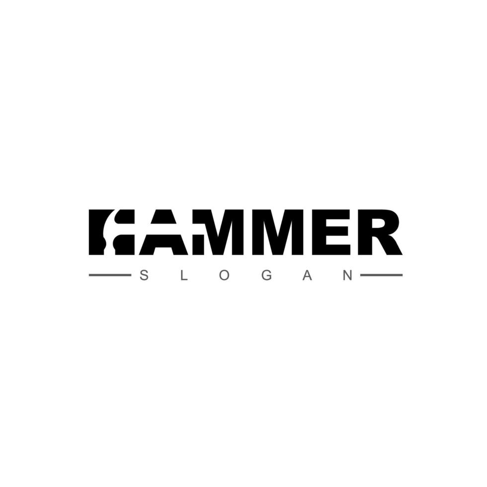 Hammer-Typografie-Logo für Bausymbol vektor