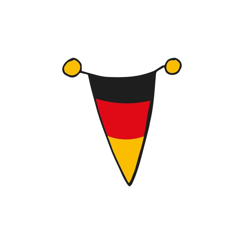 oktoberfest 2022 - bierfest. handgezeichnete doodle deutsche flagge auf weißem hintergrund. deutscher traditioneller feiertag. vektor