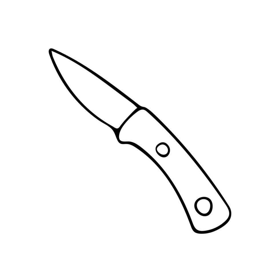 handgezeichnetes Doodle-Messer. Vektorcamp oder Küchenclipart. Gliederung. vektor