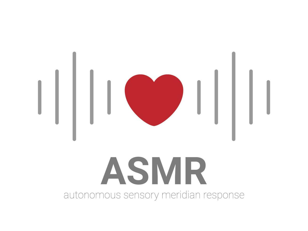 autonome sensorische meridianreaktion, asmr-logo oder symbol. Herzform und Schallwellen als Symbol für den Genuss von Klängen, Flüstern oder Musik. flache Linienart der Vektorillustration vektor