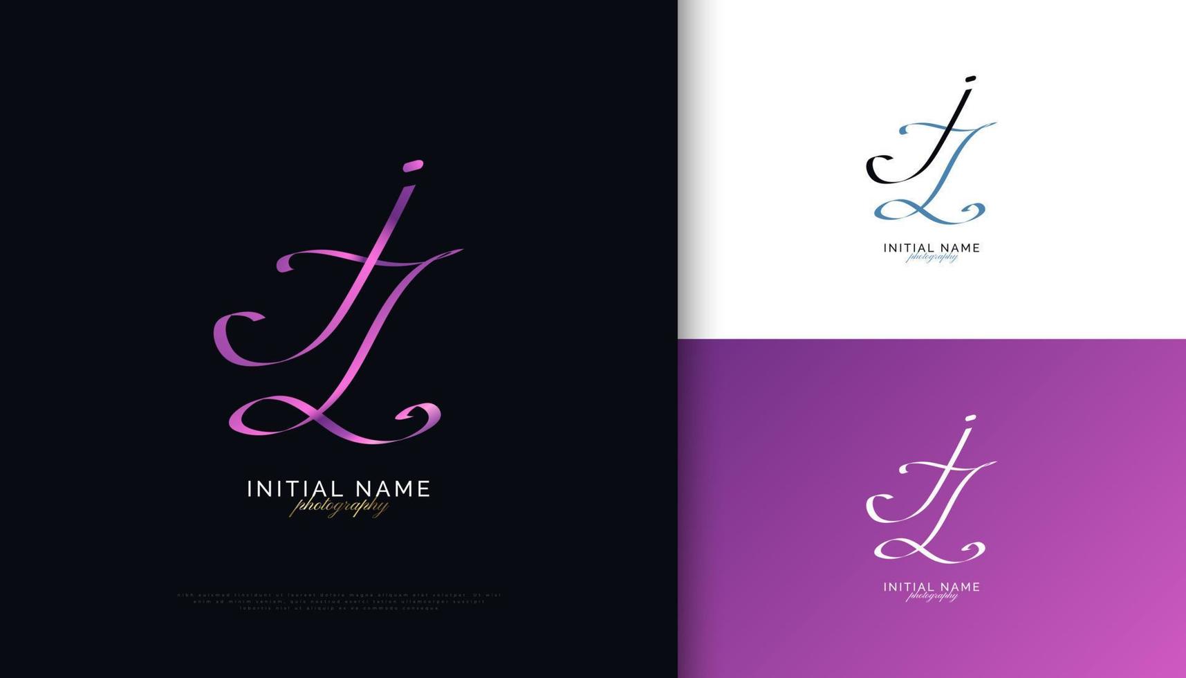 jz Initial-Signatur-Logo-Design mit elegantem und minimalistischem Handschriftstil. anfängliches j- und z-logo-design für hochzeit, mode, schmuck, boutique und geschäftsmarkenidentität vektor