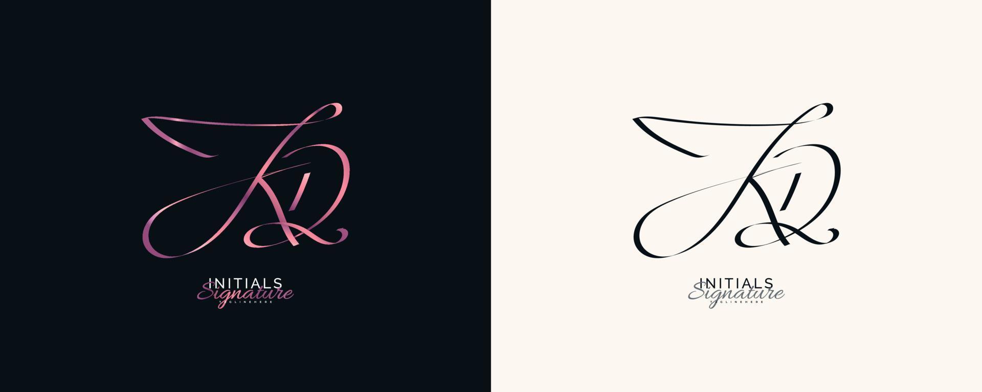 kd Initial-Signatur-Logo-Design mit elegantem und minimalistischem Handschriftstil. anfängliches k- und d-logo-design für hochzeit, mode, schmuck, boutique und geschäftsmarkenidentität vektor