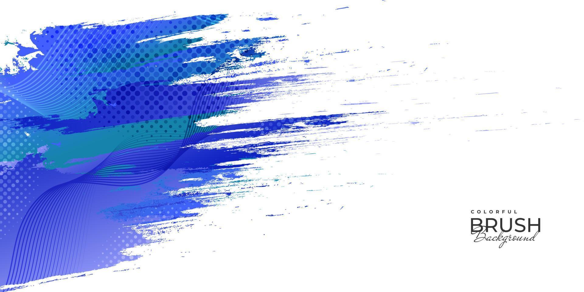bunter Grunge-Hintergrund mit Halbtonstil und Wellenlinien. Pinselstrich Illustration Hintergrund vektor
