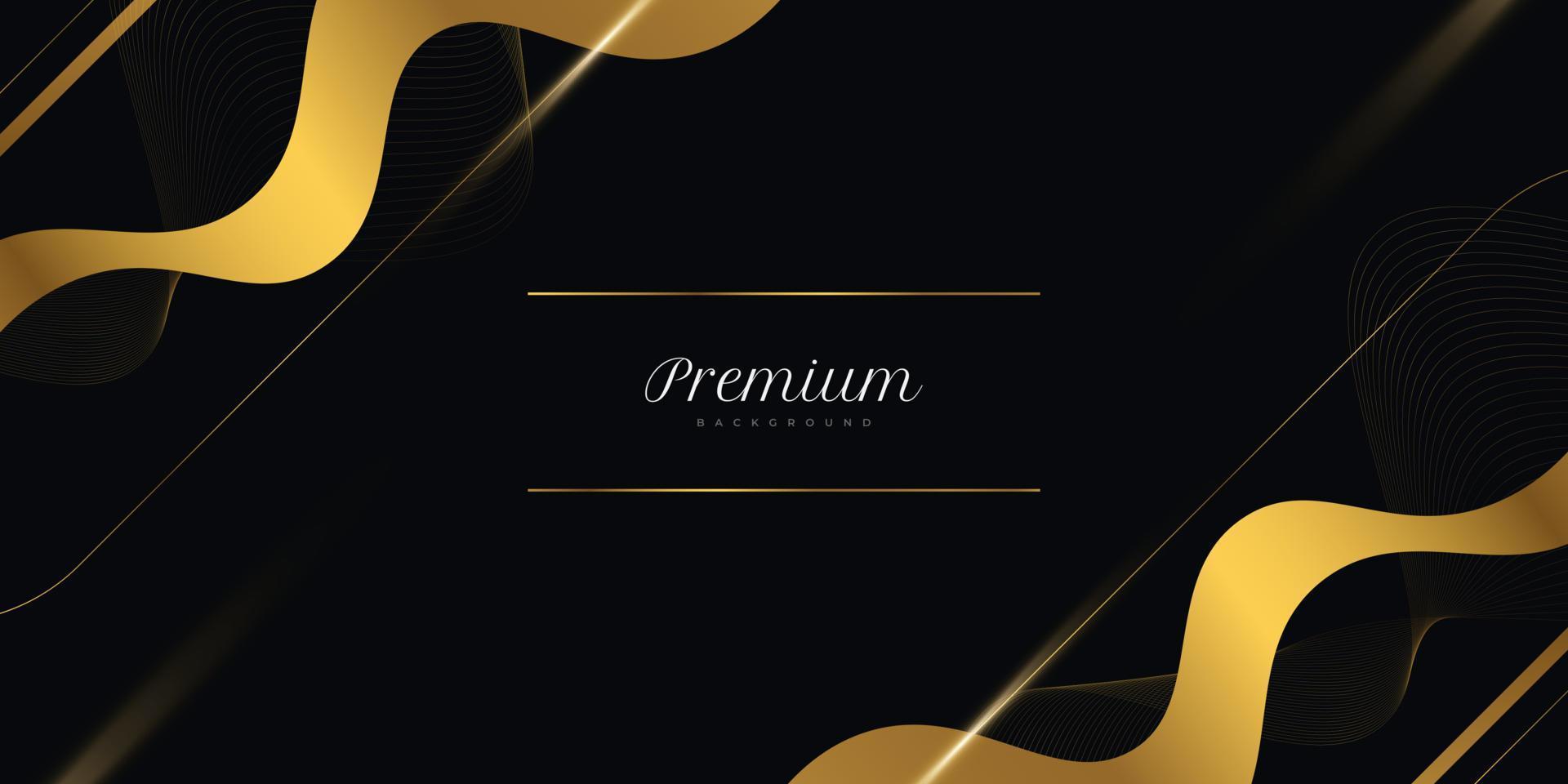 luxuriöser schwarz-goldener Hintergrund mit gewellten Goldlinien und Lichteffekt. erstklassiger schwarzer und goldener Hintergrund für Auszeichnungen, Nominierungen, Zeremonien, formelle Einladungen oder Zertifikate vektor