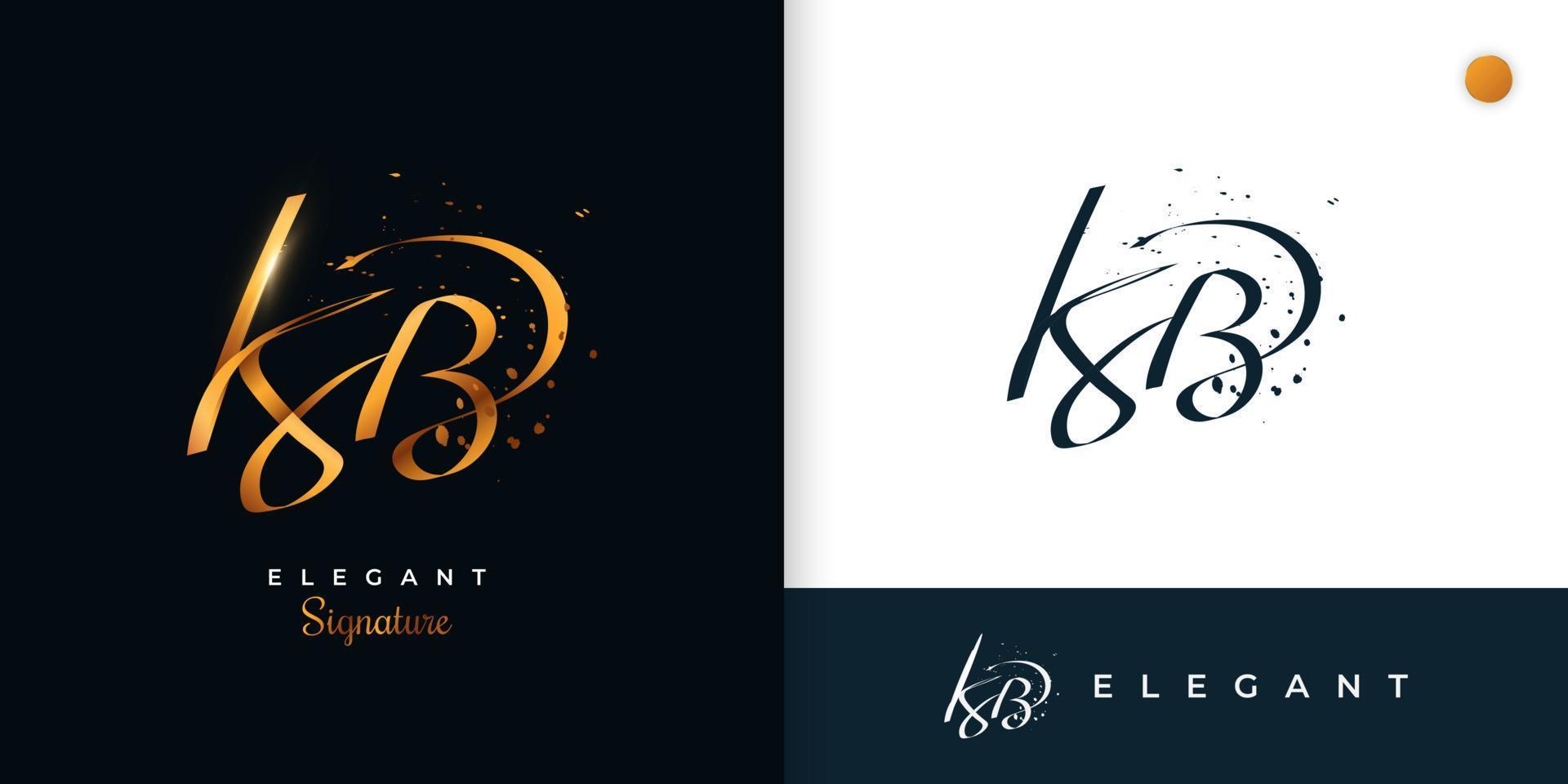 kb Initial-Signatur-Logo-Design mit elegantem und minimalistischem goldenem Handschriftstil. anfängliches k- und b-logo-design für hochzeit, mode, schmuck, boutique und geschäftsmarkenidentität vektor