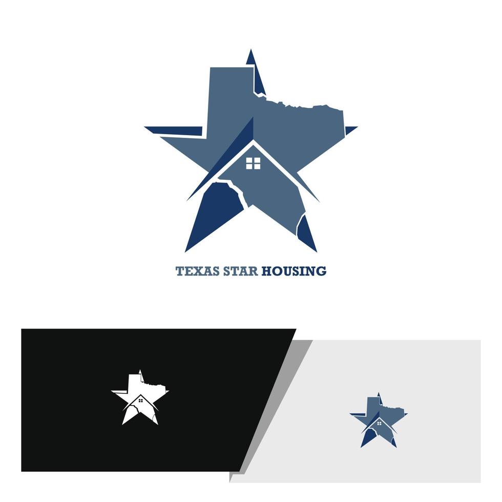 logo oder piktogramm der texas-karte kombiniert mit stern und gehäuse vektor