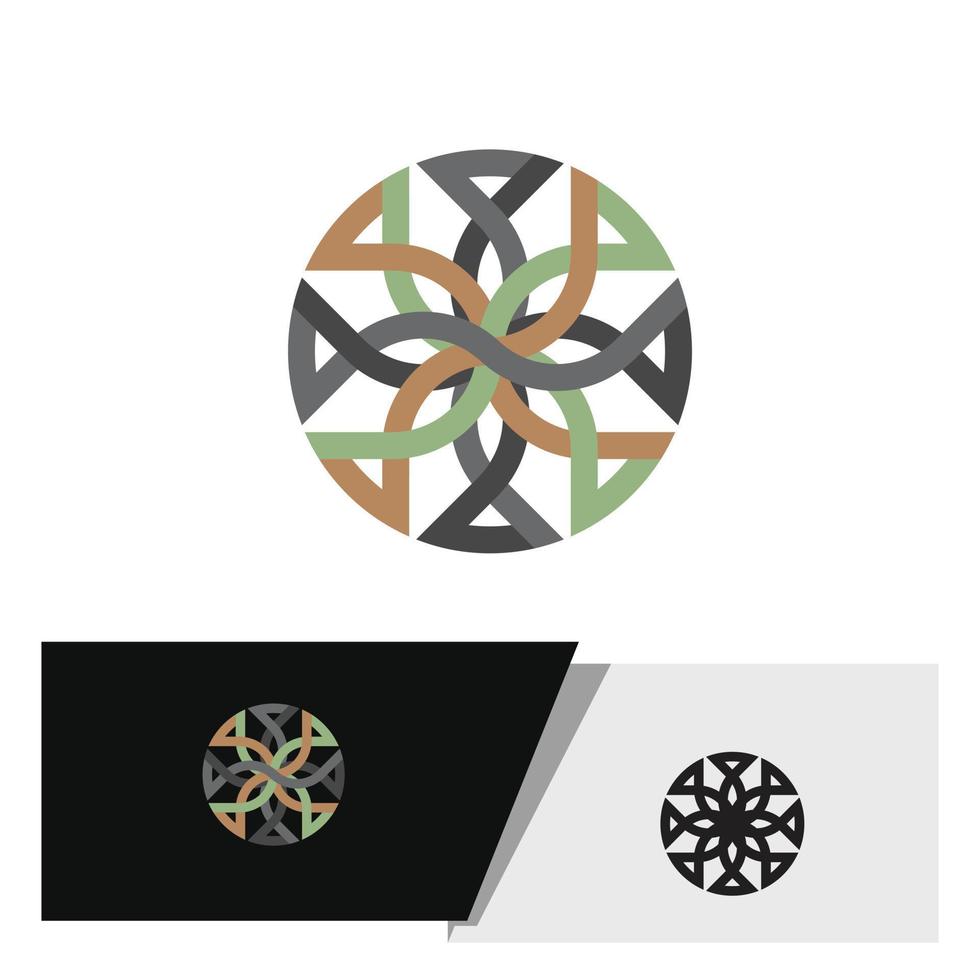 abstraktes kreisförmiges logo mit ineinander verschlungenen elementen vektor